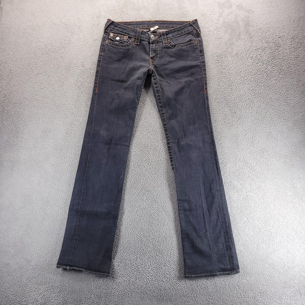 True Religion Jeans Mens 30 Black Billy Bootcut Stretch Flap Pockets Made in USA